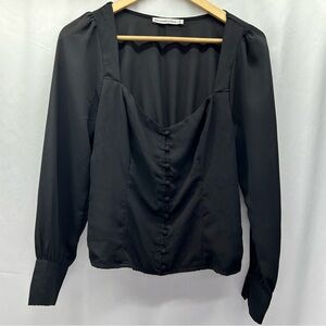 Abercrombie & Fitch Women’s Black Romantic Whimsigoth Blouse M Cinched back